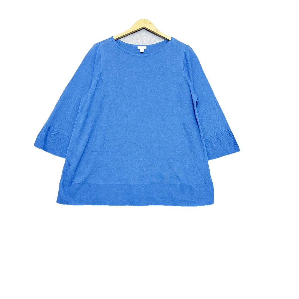 J Jill Womens Linen Blend Sweater Sz 1X Sky‎ Blue Sustainable Beachy Lightweight